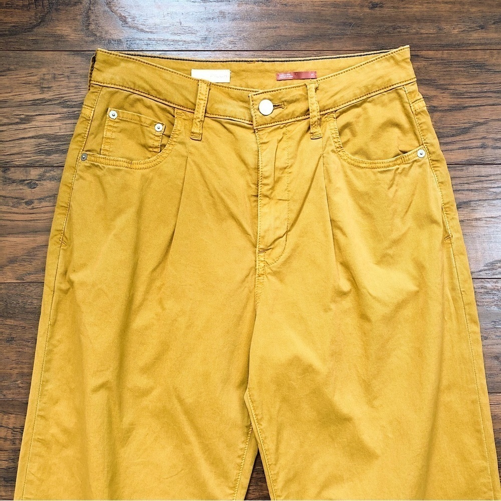 Pilcro • Anthropologie Jackson Tapered Pant mustard yellow Honey gold barrel leg - Picture 3 of 10